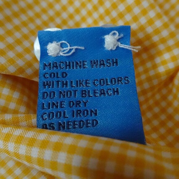 J.McLaughlin Finn Blouse Women's Size M Yellow Golden Check Cotton Preppy - Picture 9 of 9
